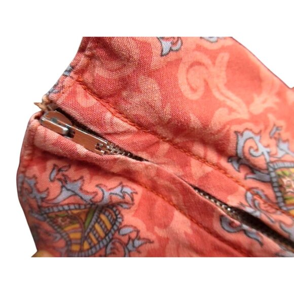 Girls 8 Vintage Shirt Coral Paisley Print Half Zip Pullover Shirt Heraldic Print - Picture 5 of 5